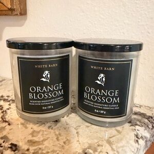 2 Pair Bath & Body Works White Barn Orange Blossom Scented Single Wick Candle